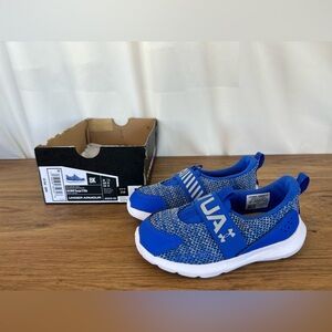 Under Armour Boys' UA Surge 3 Slip On‎ Running Shoes 8K Blue/White